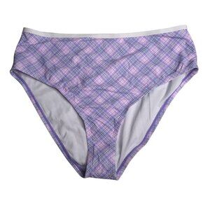 Hot Topic Swimsuit Bottoms 2X Kawaii Heart High Waist Purple Plaid New
